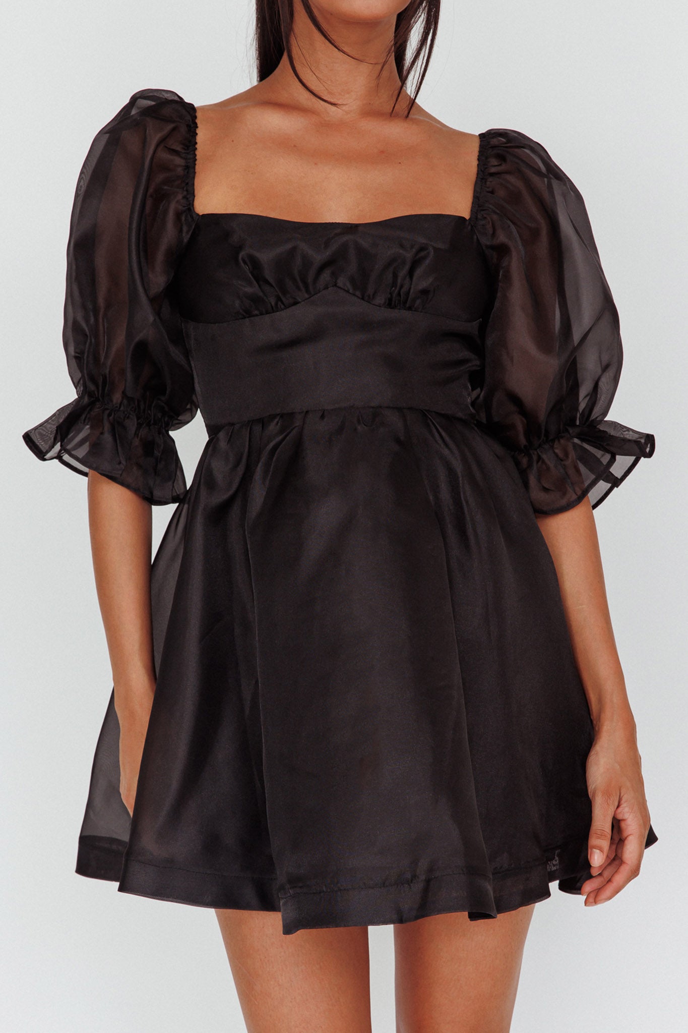 I've Got Sunshine Puff Sleeve Mini Dress Black by Selfie Leslie