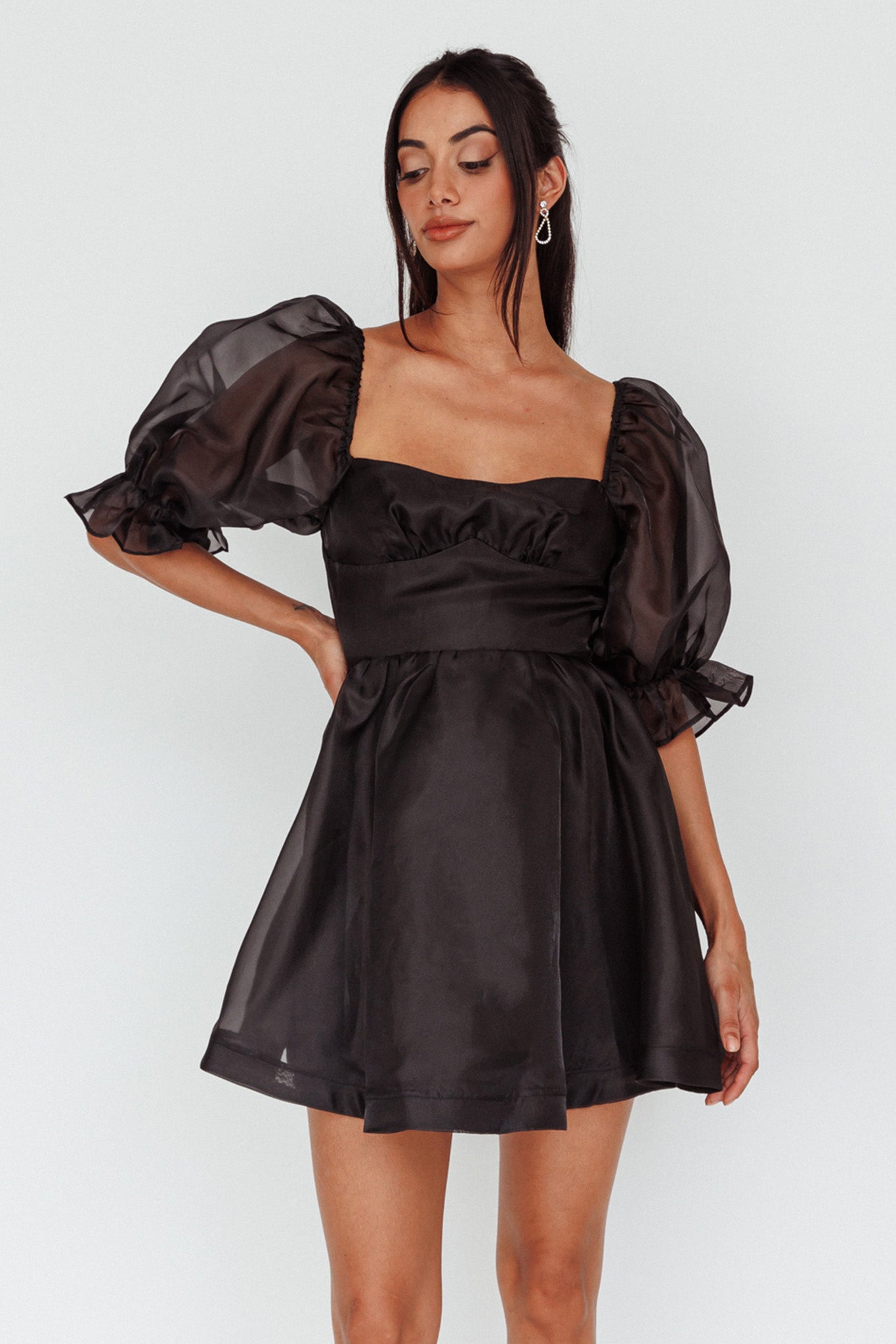 I've Got Sunshine Puff Sleeve Mini Dress Black by Selfie Leslie