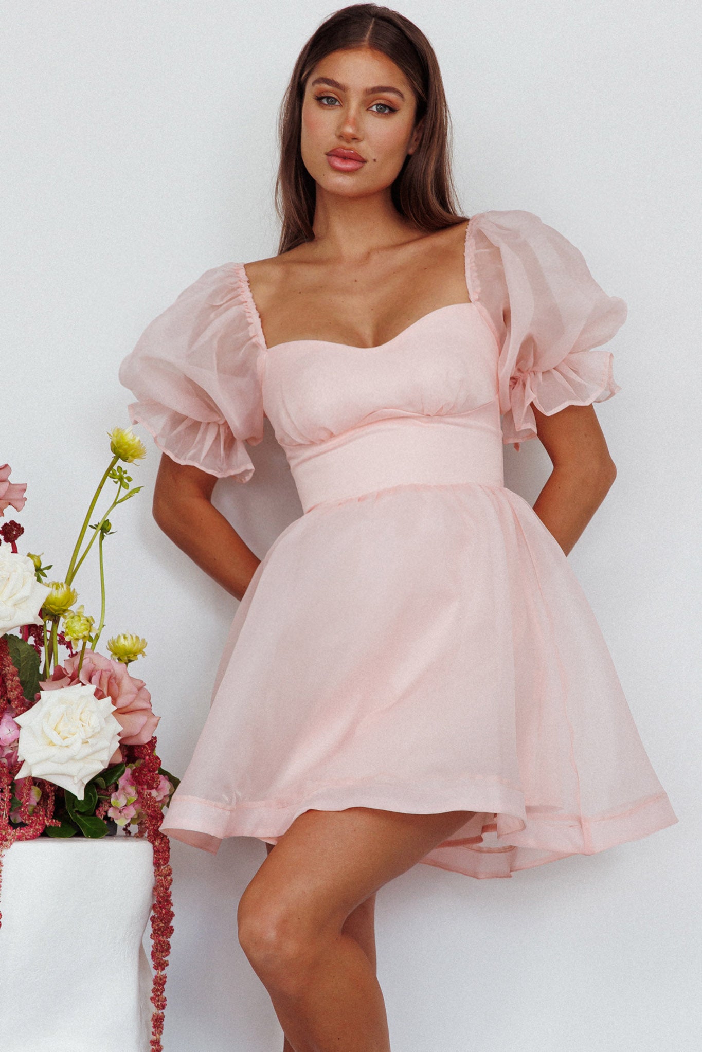 I've Got Sunshine Puff Sleeve Mini Dress Blush by Selfie Leslie