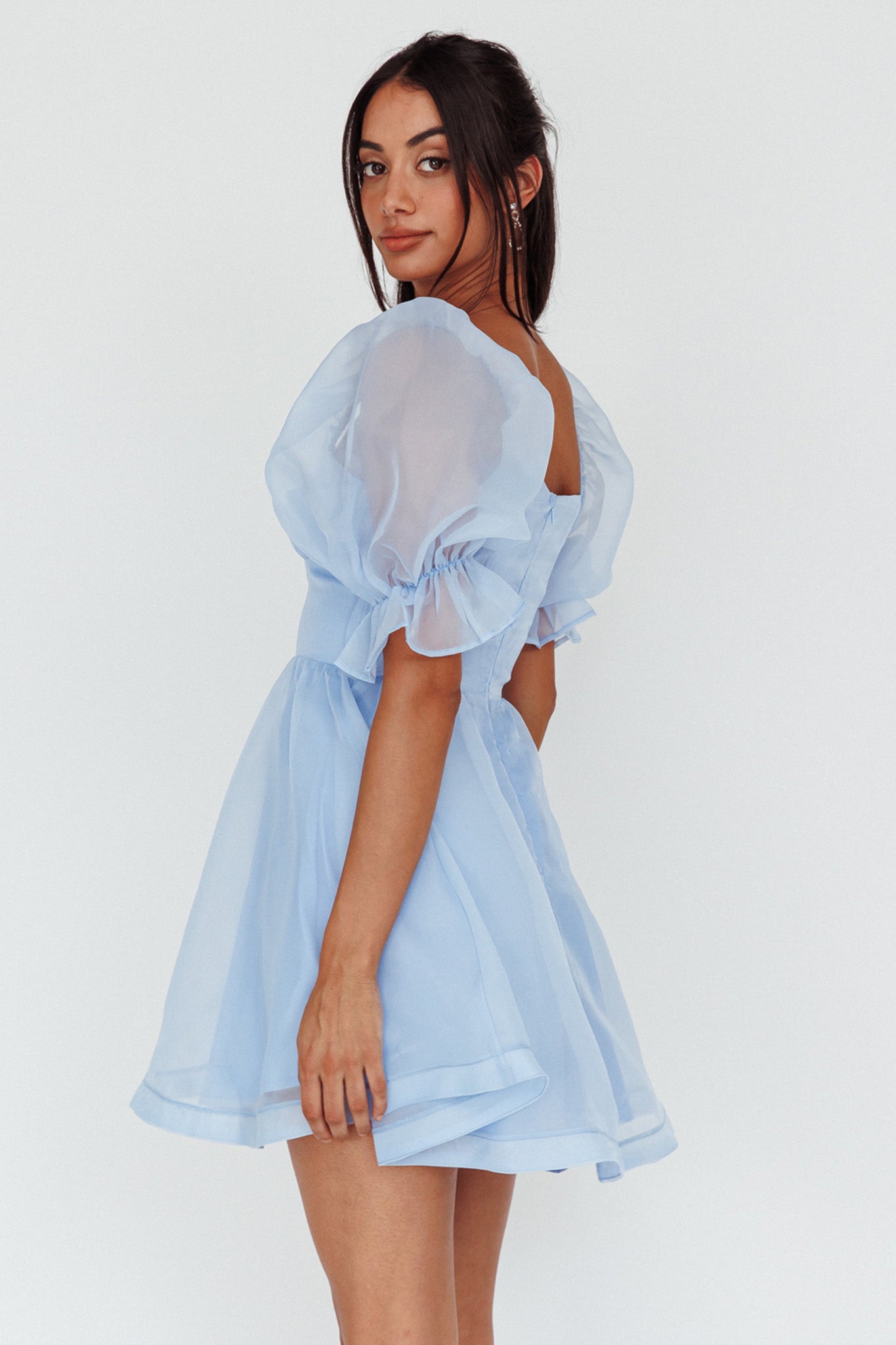 I've Got Sunshine Puff Sleeve Mini Dress Sky Blue - S I've Got Sunshine Puff Sleeve Mini Dress Sky Blue - S