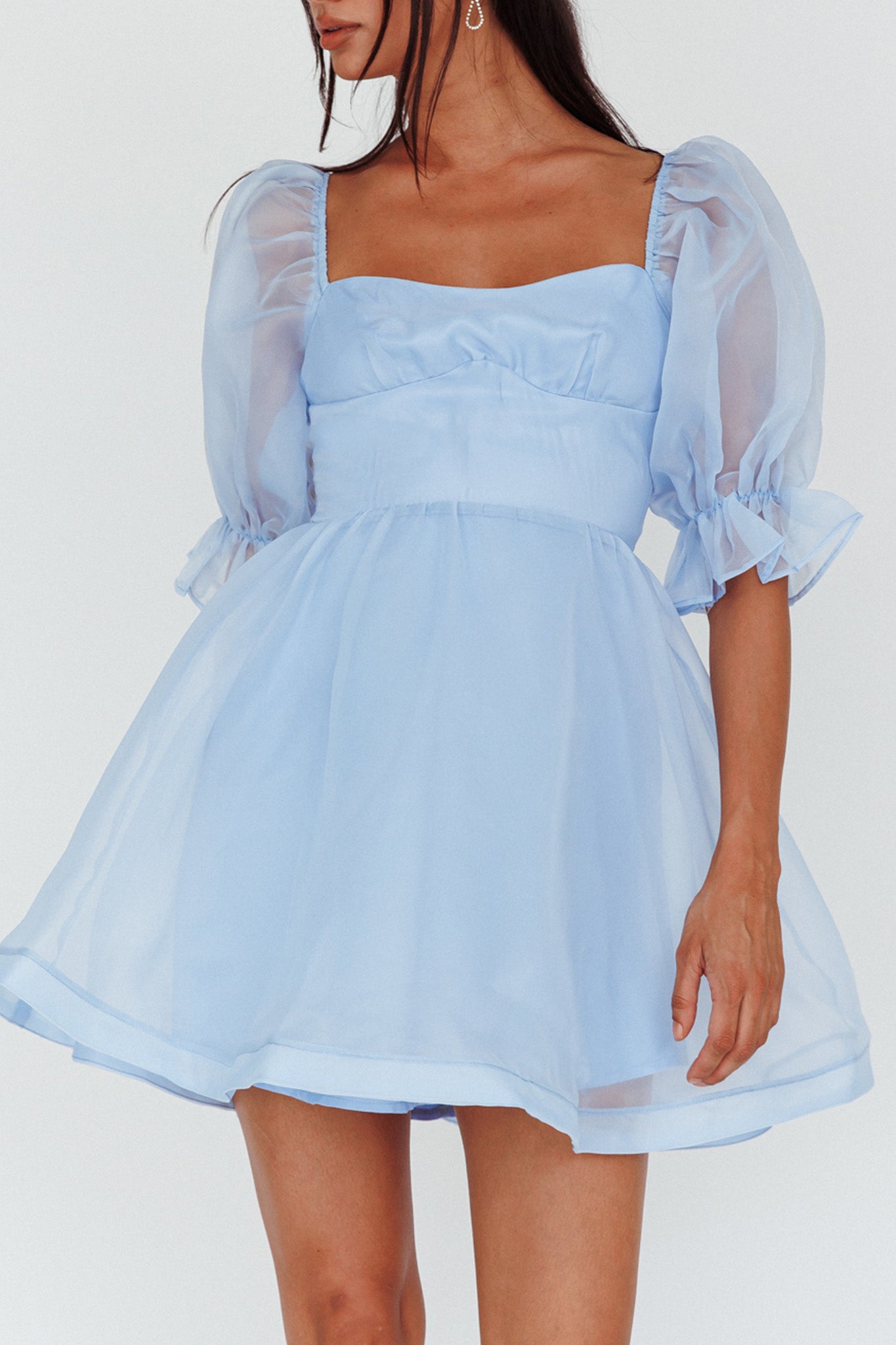 I've Got Sunshine Puff Sleeve Mini Dress Sky Blue | Selfie Leslie
