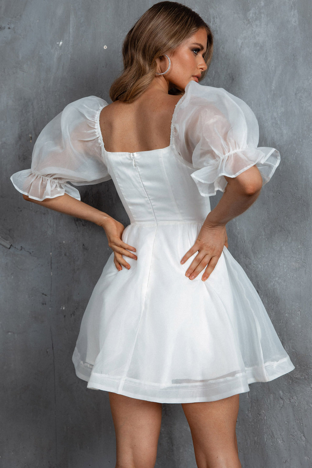 I've Got Sunshine Puff Sleeve Mini Dress White by Selfie Leslie