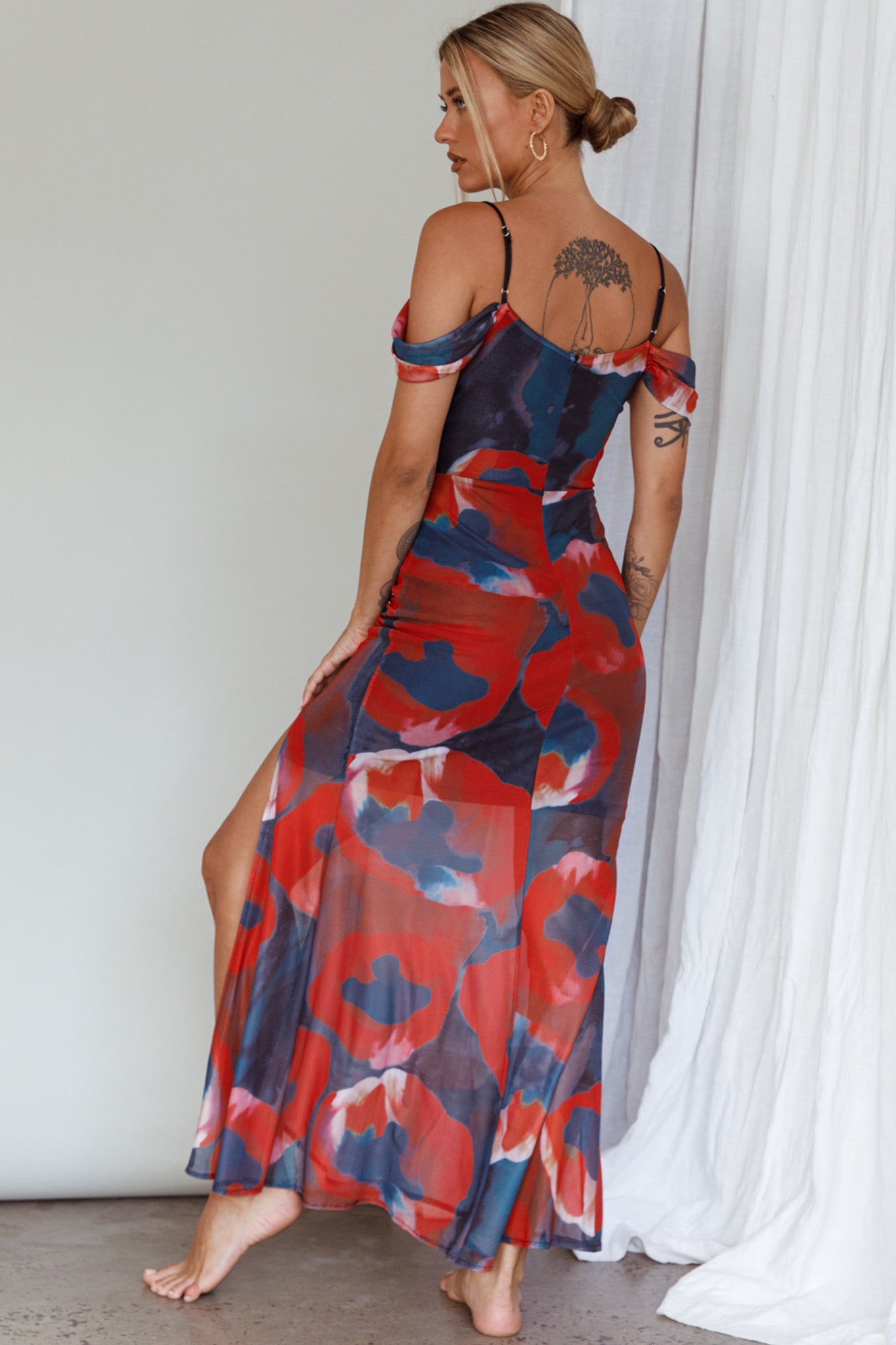 Arcadia Off-Shoulder Sleeve Midi Dress Red by Selfie Leslie