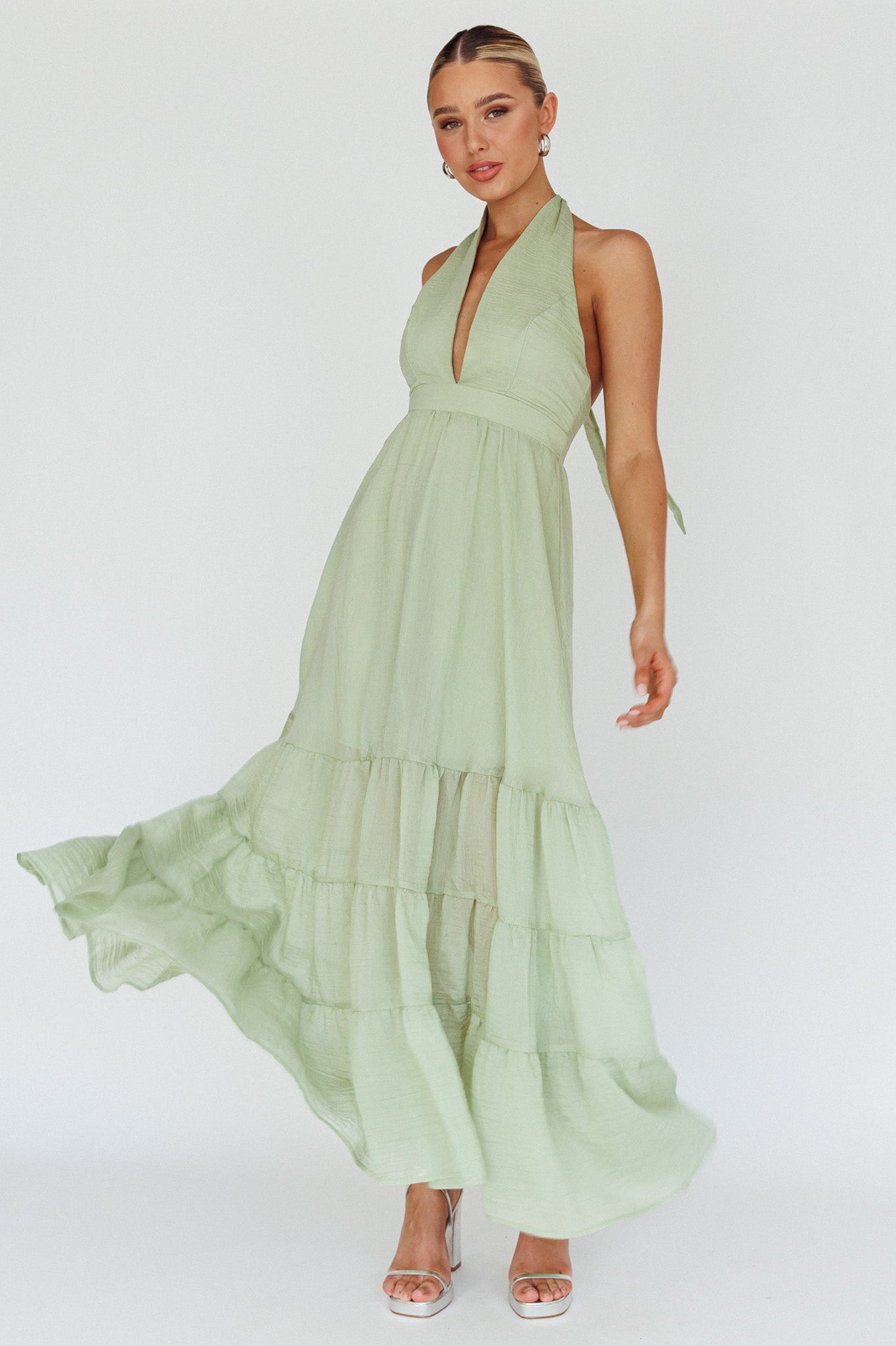Shop the Jalisco Sun Halterneck Maxi Dress Mint | Selfie Leslie