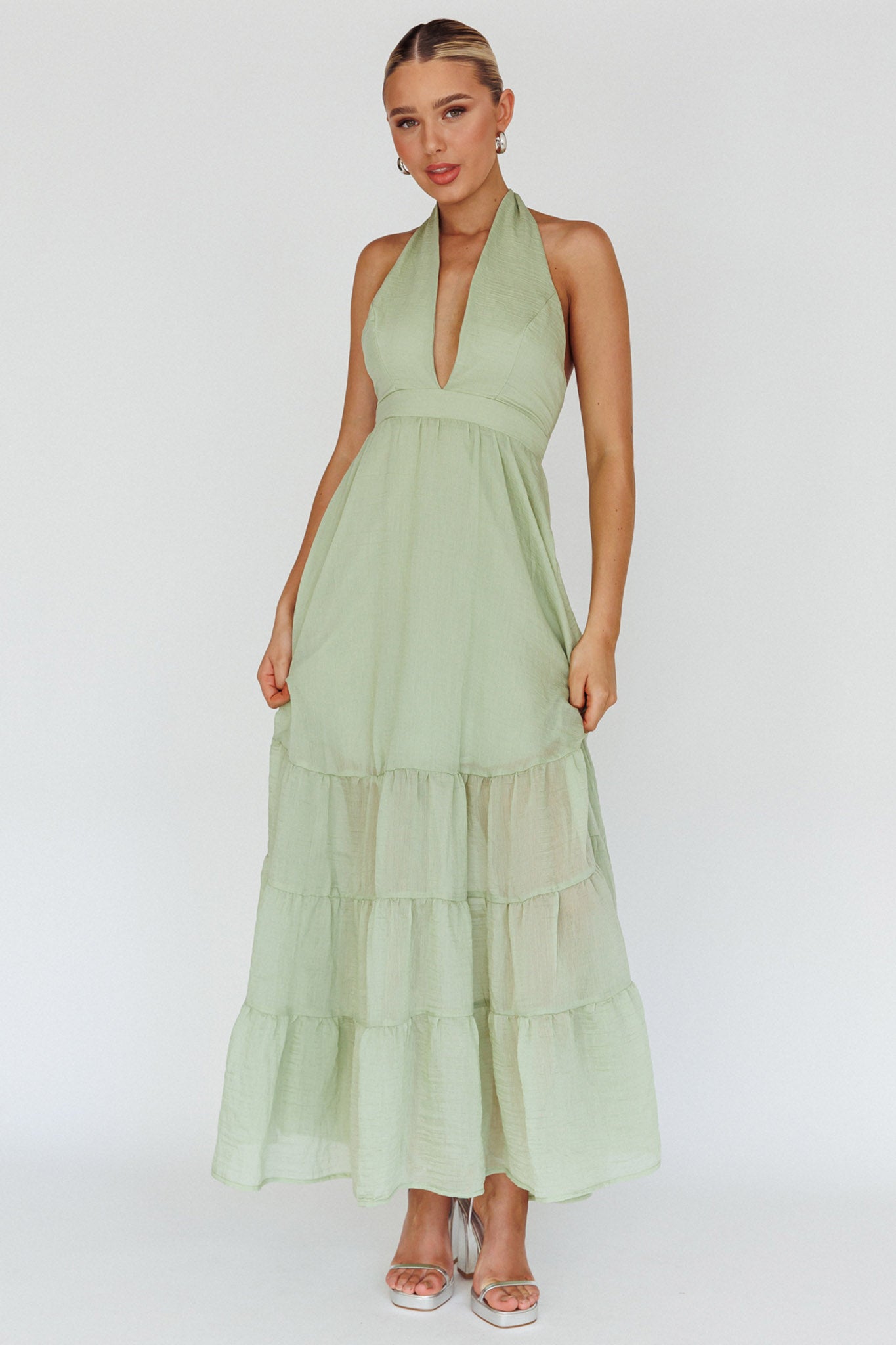 Jalisco Sun Halterneck Maxi Dress Mint by Selfie Leslie