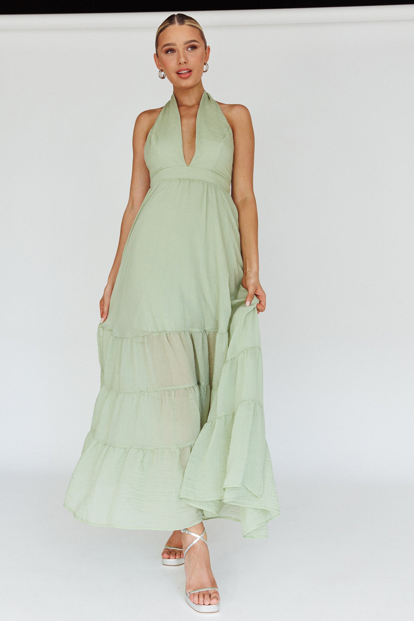 Jalisco Sun Halterneck Maxi Dress Mint by Selfie Leslie
