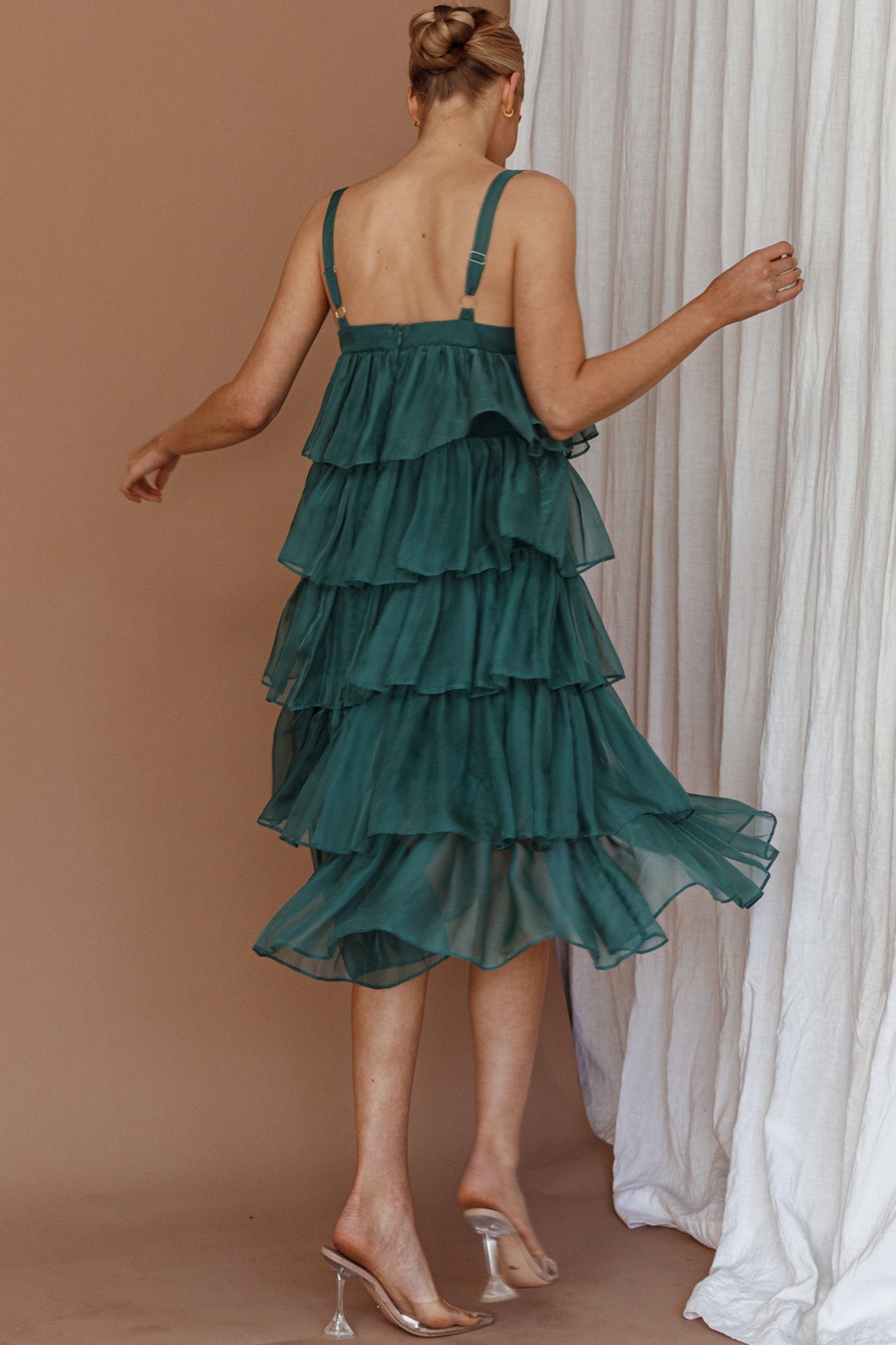 Merry Layered Frill Midi Dress Turtle Green by Selfie Leslie