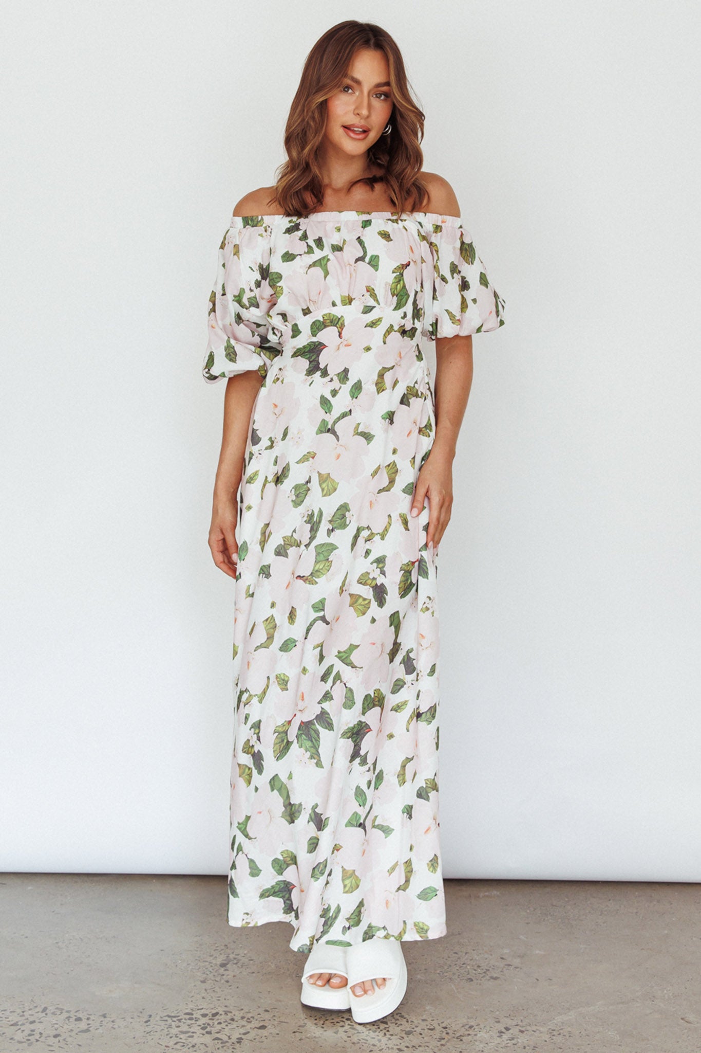 Momentum Off Shoulder Maxi Dress Floral Pink Momentum Off Shoulder Maxi Dress Floral Pink