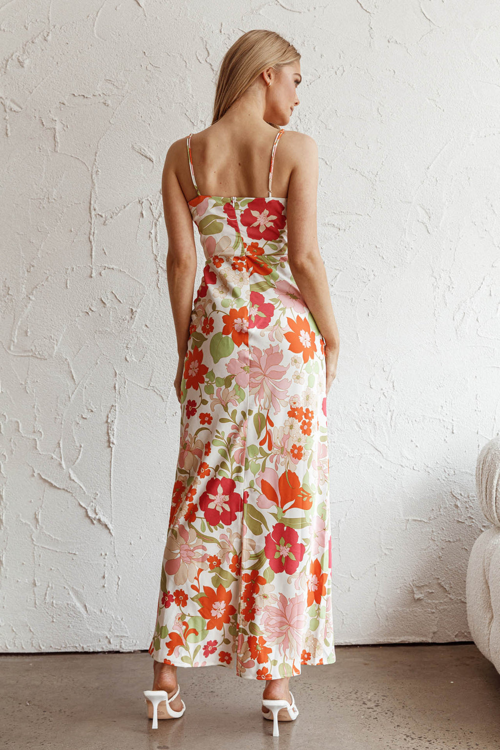 Sea Change Twist Bust Midi Dress Floral White by Selfie Leslie