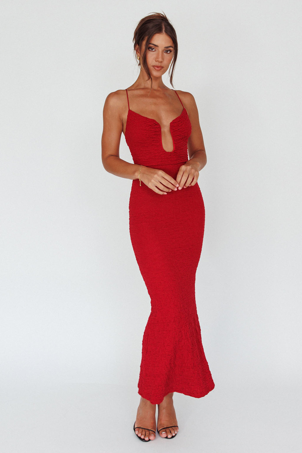 Nouveau U-Neckline Midi Dress Wine by Selfie Leslie