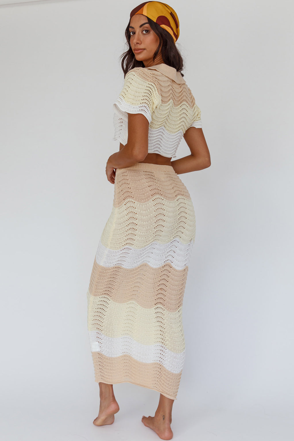 May Blooms Knit Maxi Skirt Lemon Butter by Selfie Leslie