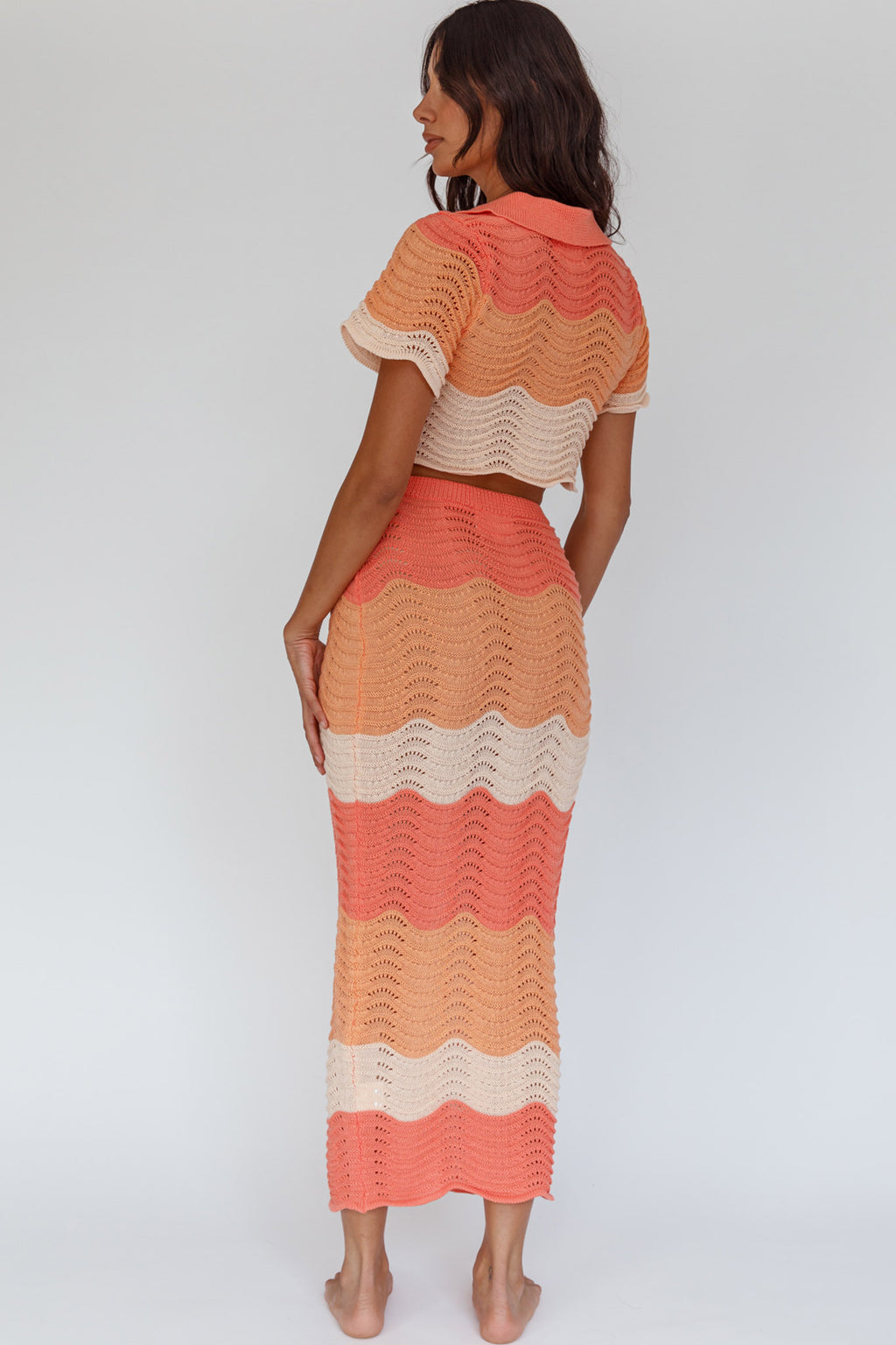 May Blooms Knit Maxi Skirt Tangerine by Selfie Leslie