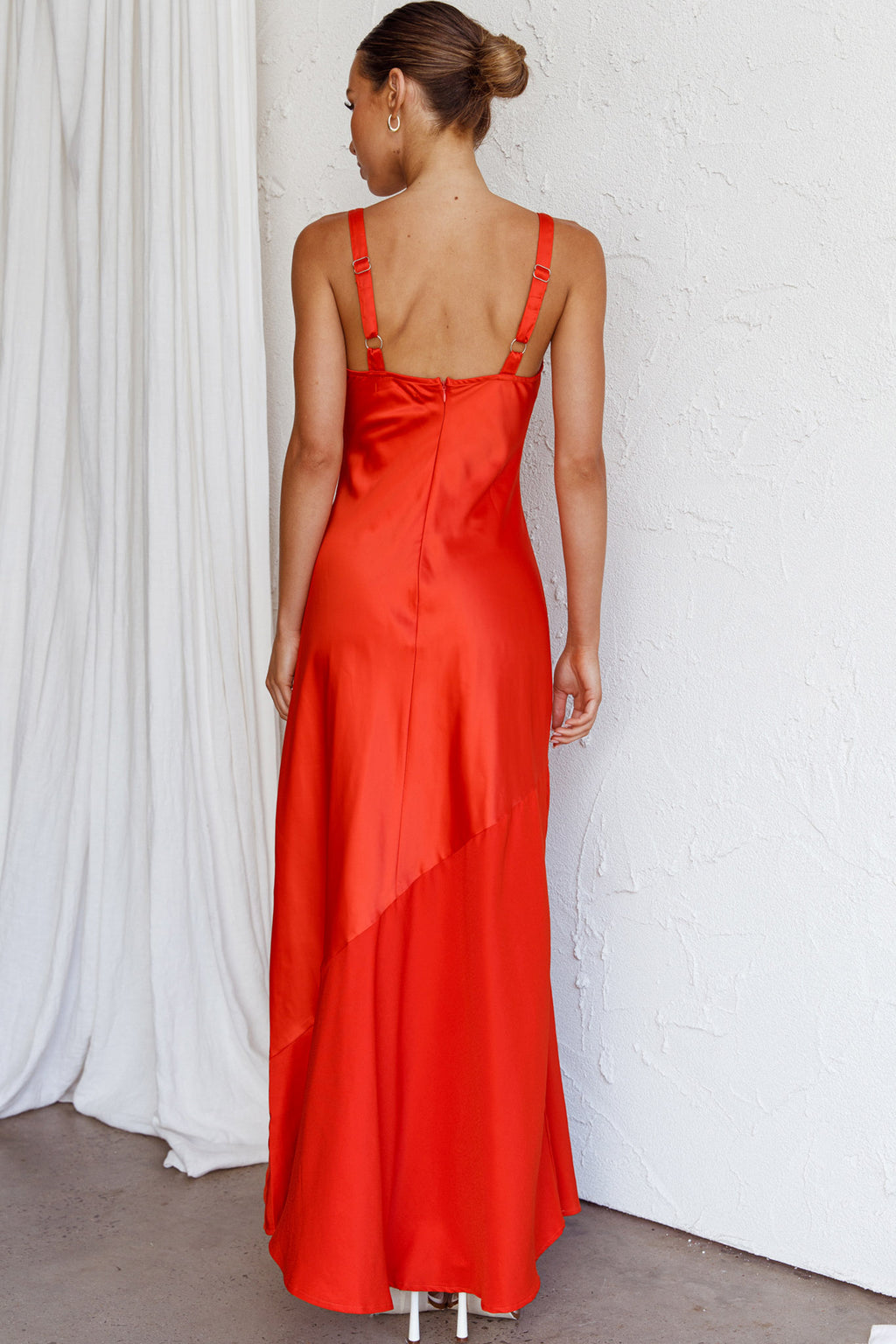 Front Row Scoop Neck Midi Dress Tangerine by Selfie Leslie