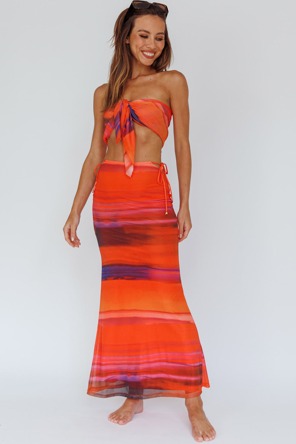 Just Like That Multiway Midi Dress & Scarf Orange by Selfie Leslie