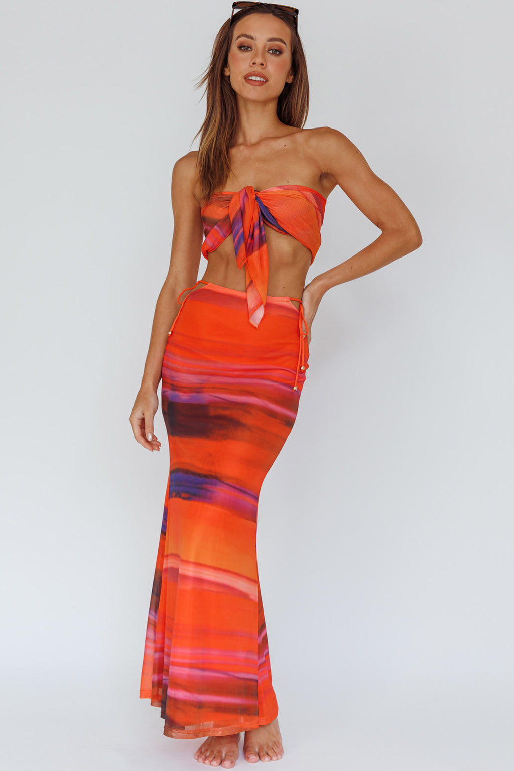 Just Like That Multiway Midi Dress & Scarf Orange by Selfie Leslie