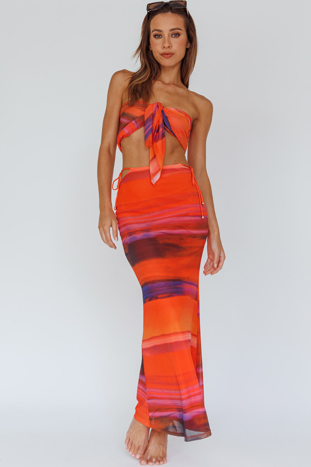 Just Like That Multiway Midi Dress & Scarf Orange by Selfie Leslie
