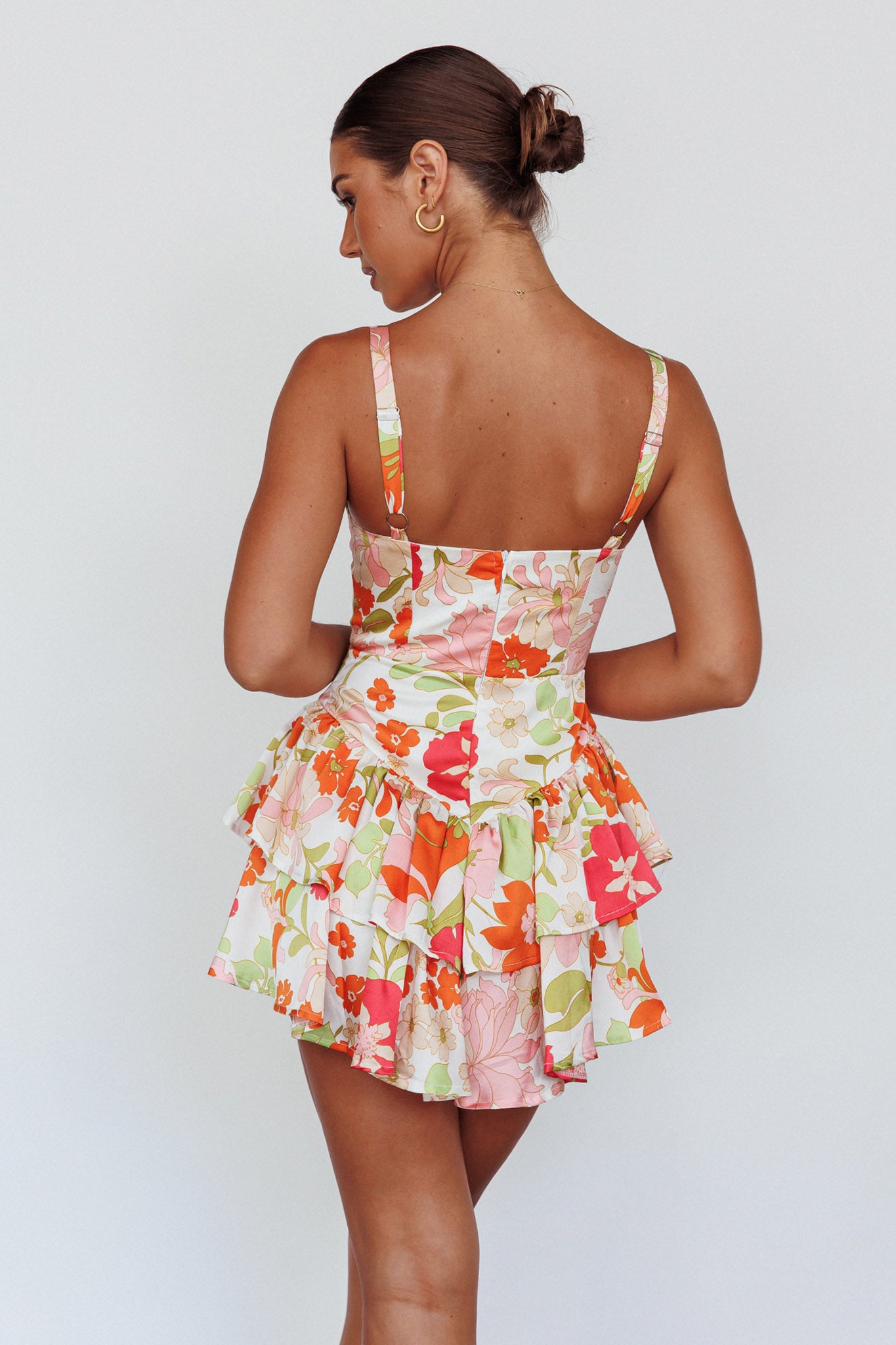 Tuscan Summer Flounce Romper Floral White by Selfie Leslie