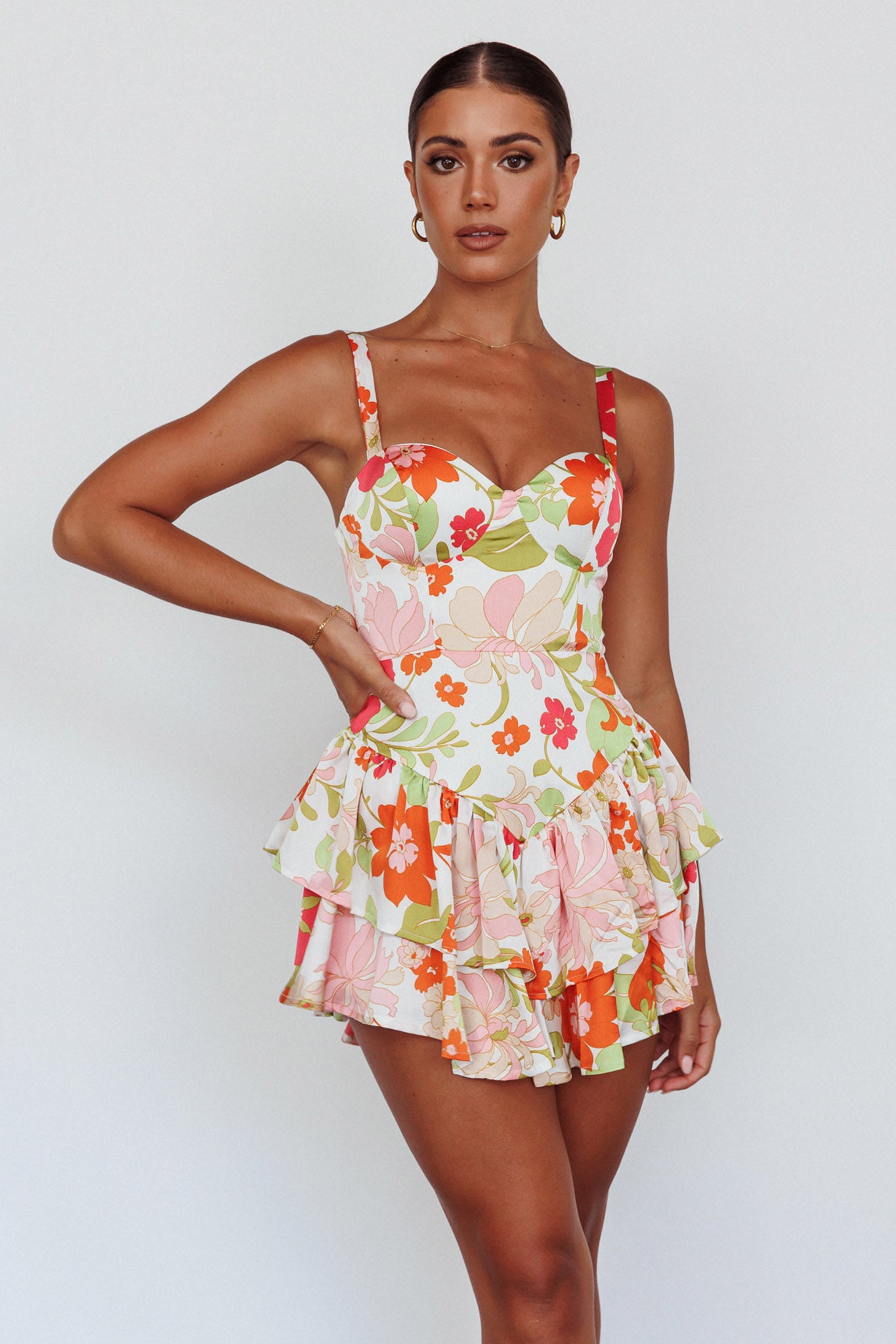 BARCELLINO - Floral Romper - Fawn main image 0