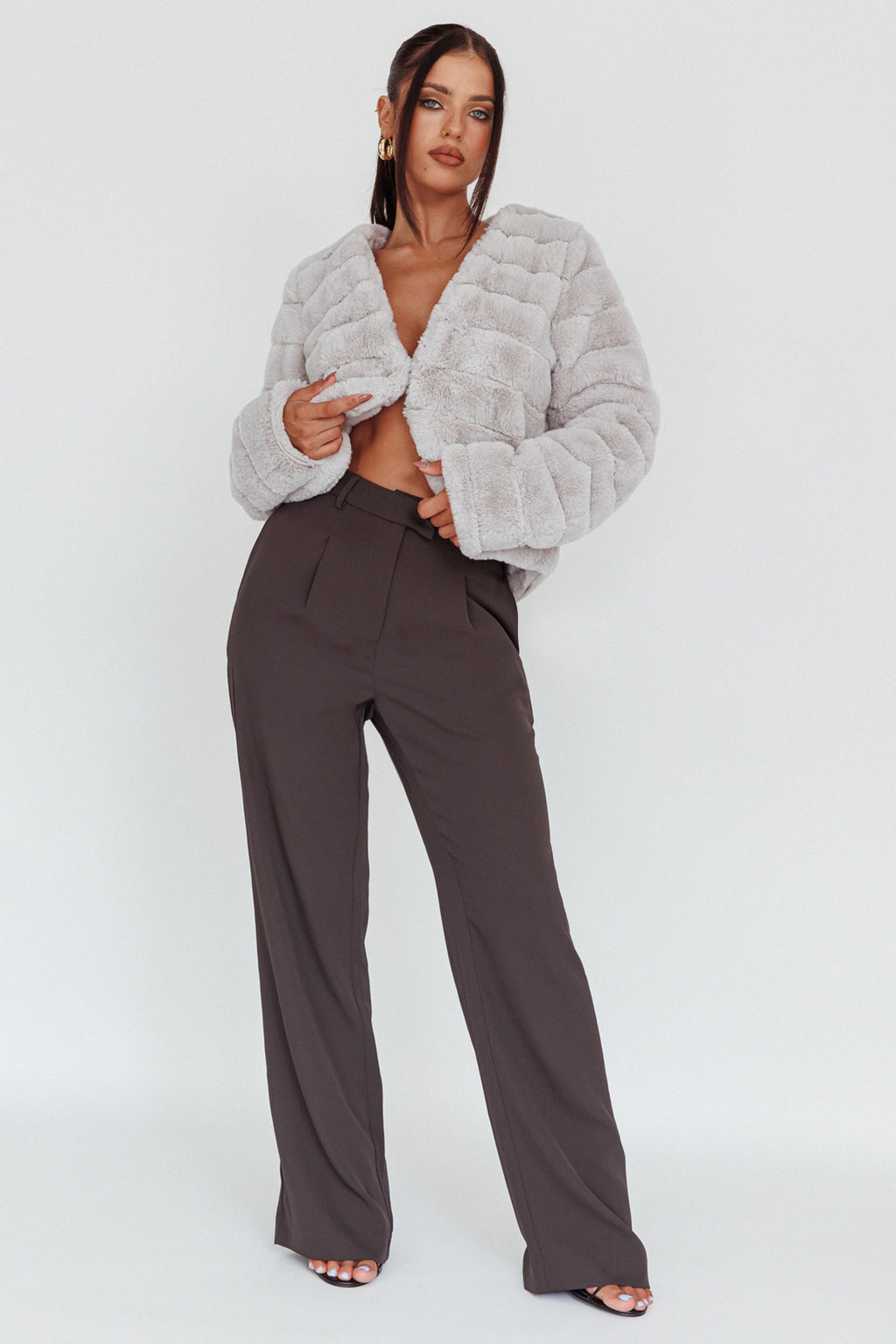 Back To Basics High Waist Pants Charcoal by Selfie Leslie