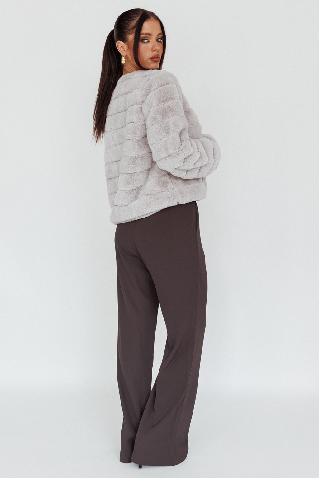 Back To Basics High Waist Pants Charcoal by Selfie Leslie