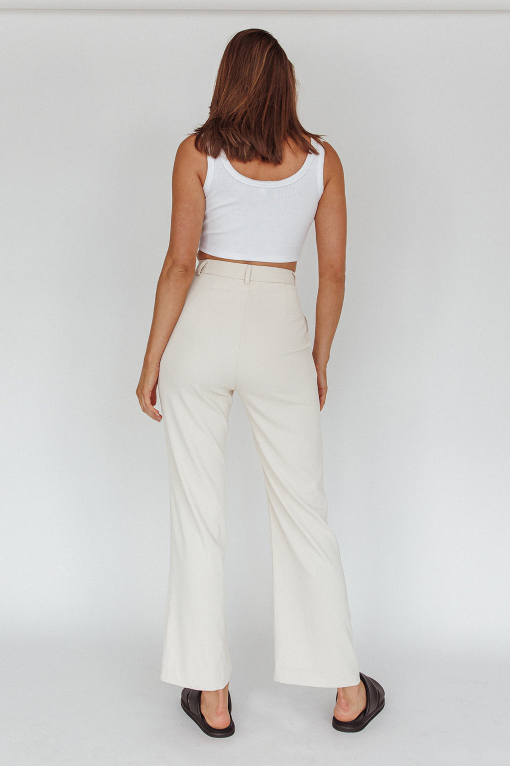 Back To Basics High Waist Pants Stone by Selfie Leslie