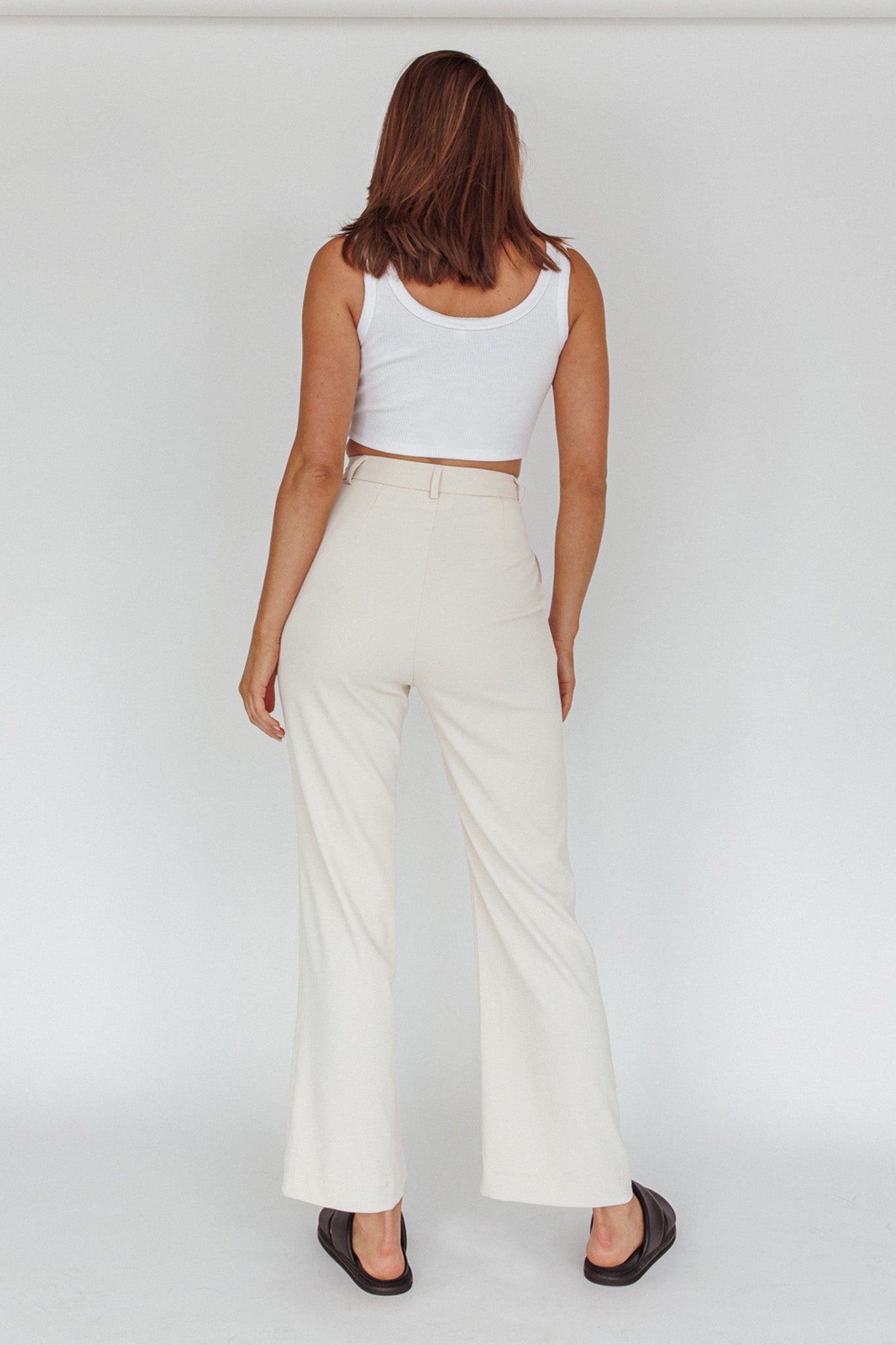 Back To Basics High Waist Pants Stone by Selfie Leslie