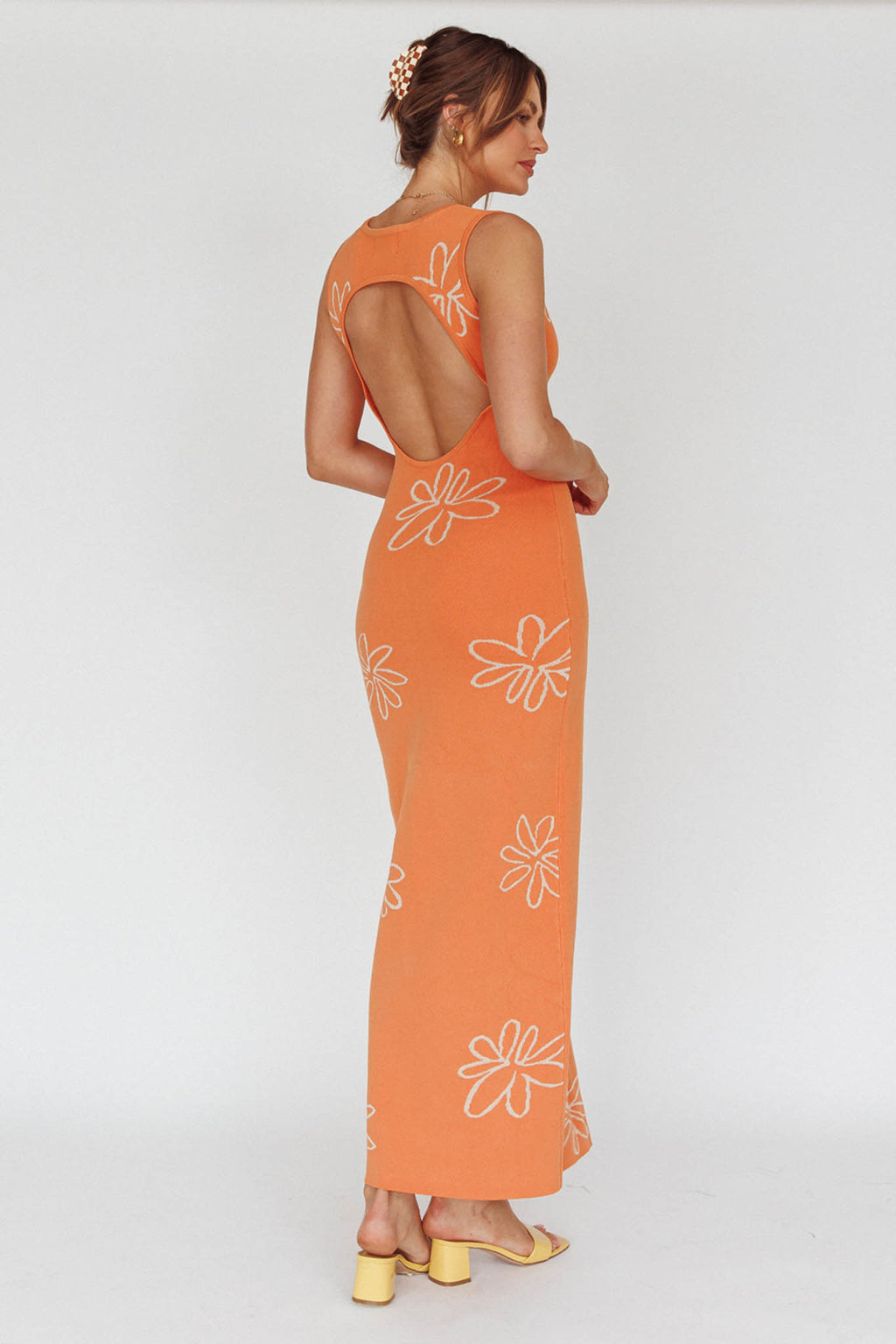 Sunland Knit Maxi Dress Flower Tangerine by Selfie Leslie