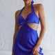 Acapulco Halterneck Tie-Up Back Satin Mini Dress Cobalt Blue