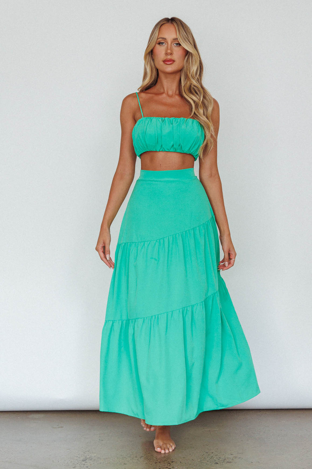 Bondi Waist Tie Maxi Skirt Apple by Selfie Leslie
