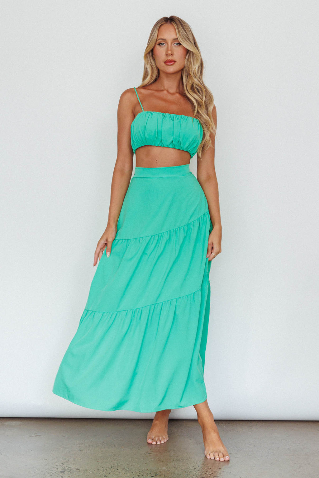 Bondi Waist Tie Maxi Skirt Apple by Selfie Leslie