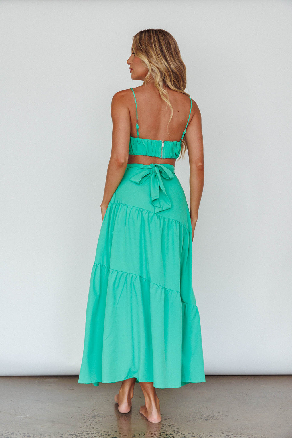Bondi Waist Tie Maxi Skirt Apple by Selfie Leslie