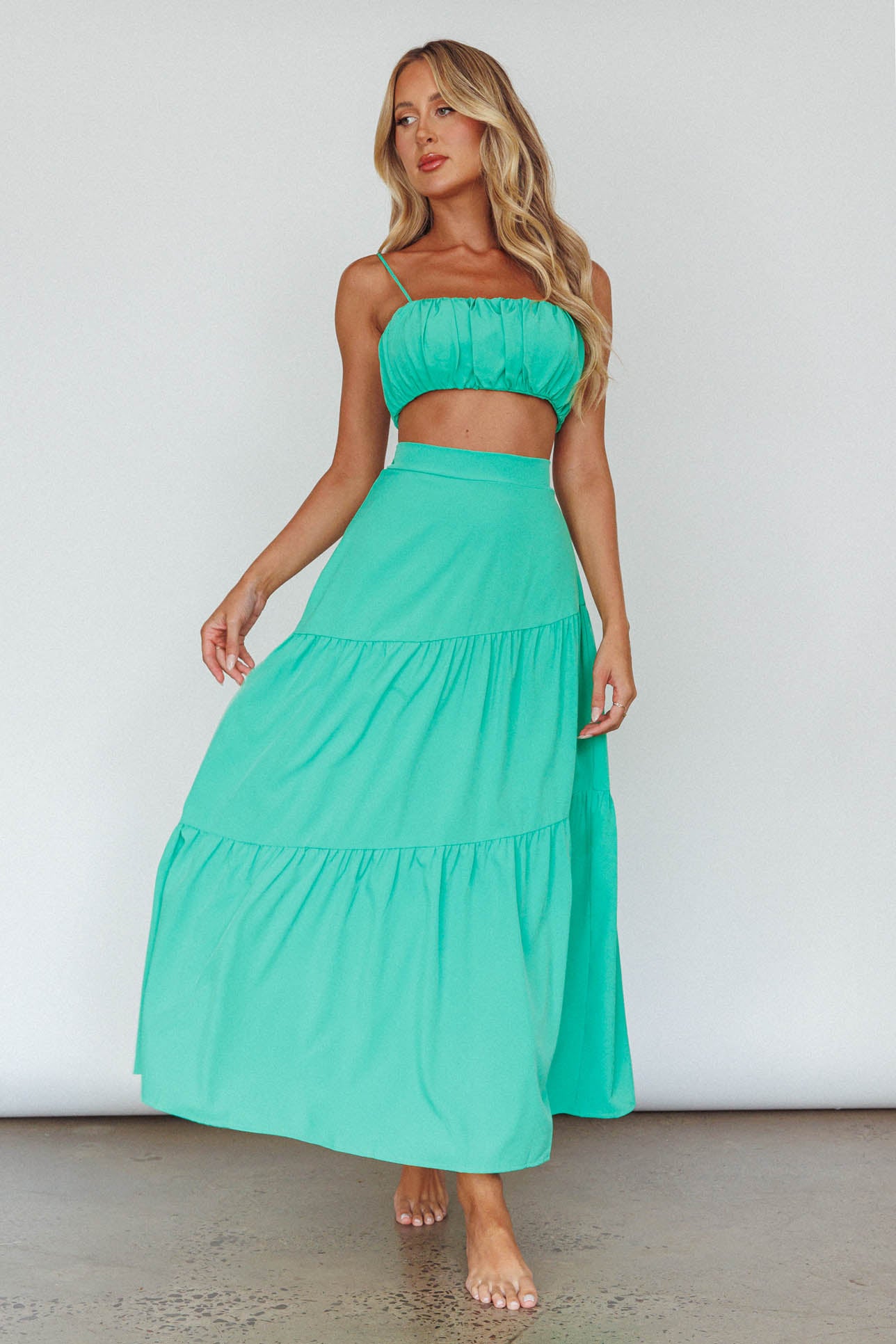 Bondi Waist Tie Maxi Skirt Apple by Selfie Leslie