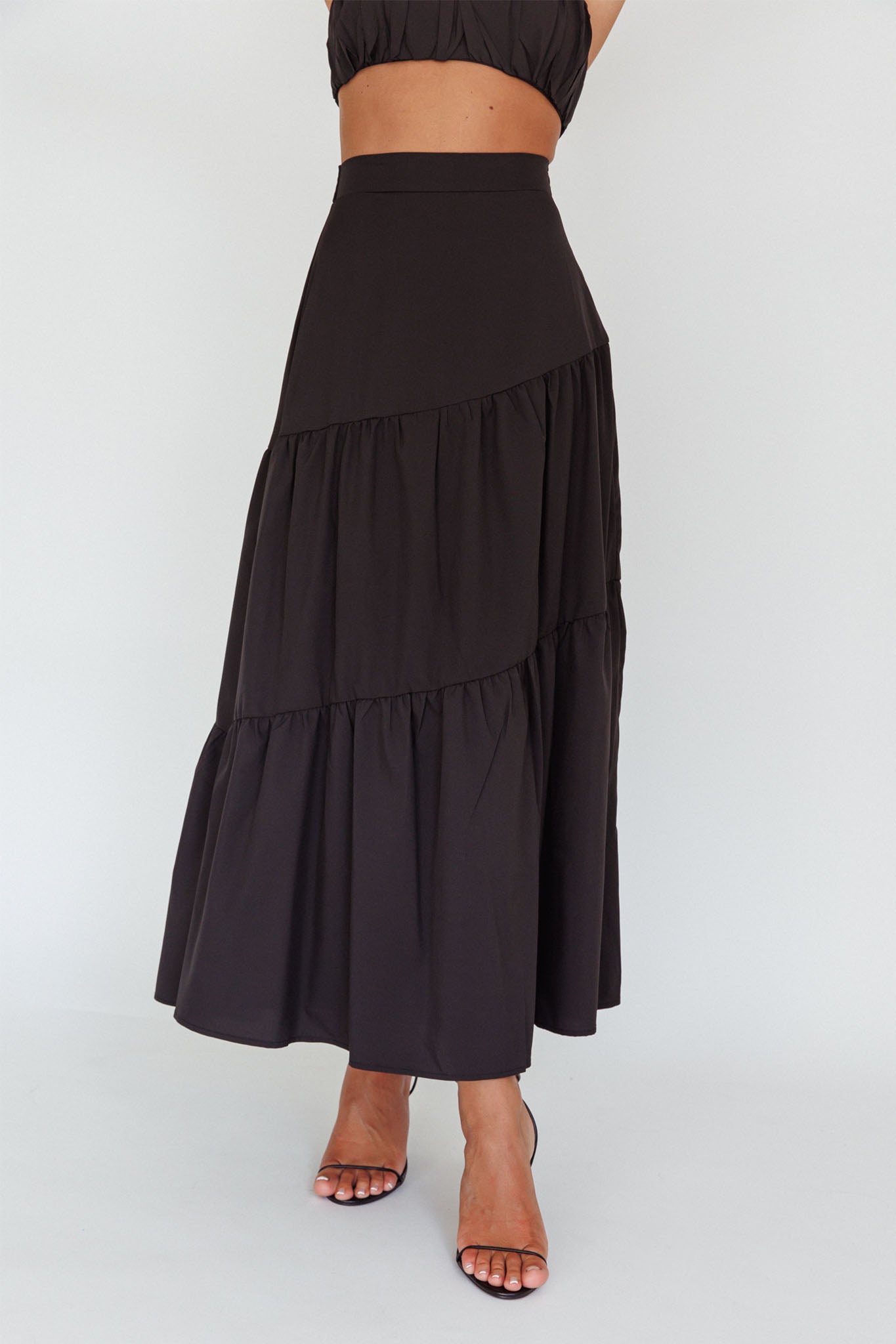 Bondi Waist Tie Maxi Skirt Black by Selfie Leslie