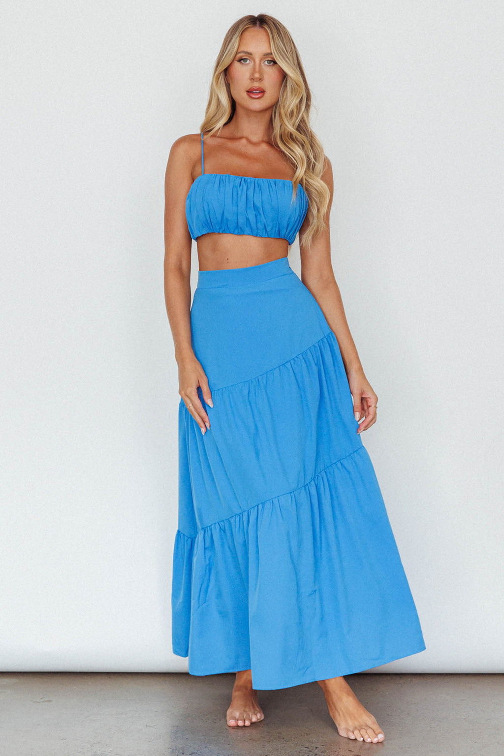 Bondi Waist Tie Maxi Skirt Sapphire by Selfie Leslie