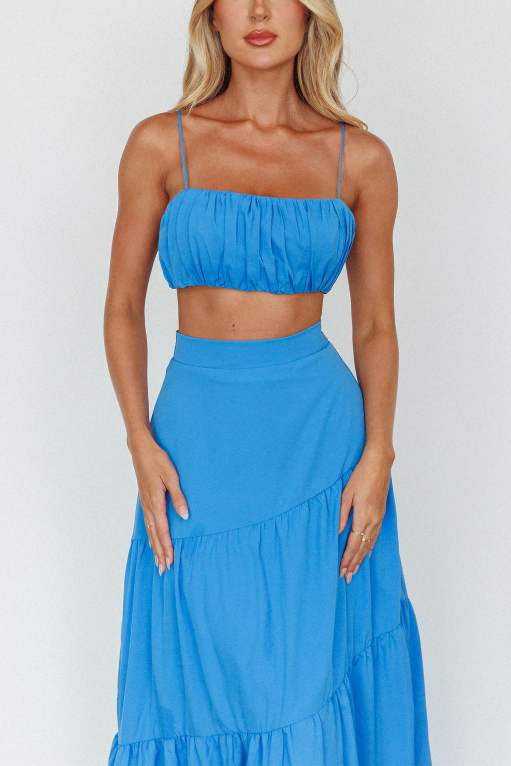 Bondi Waist Tie Maxi Skirt Sapphire by Selfie Leslie