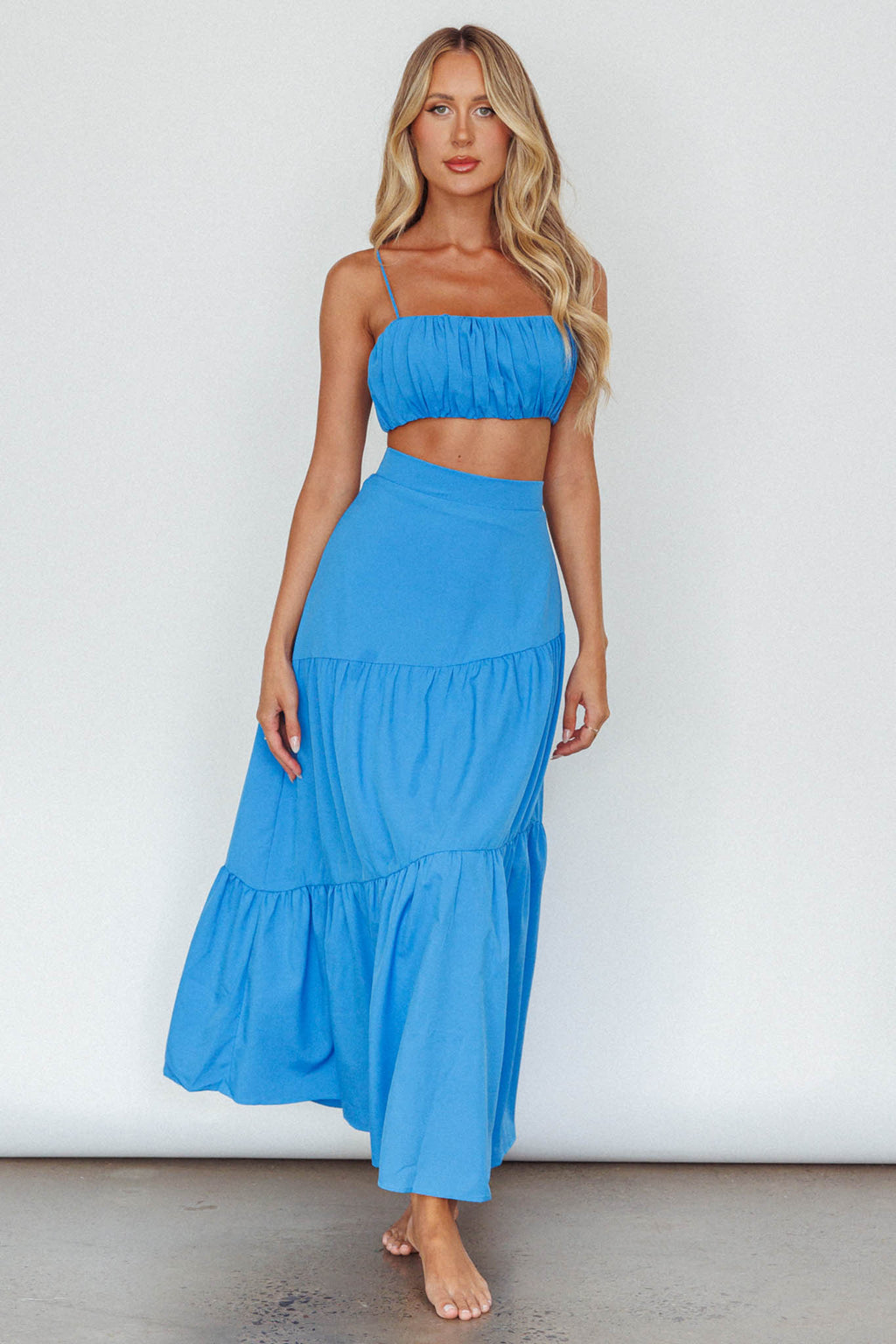 Bondi Waist Tie Maxi Skirt Sapphire by Selfie Leslie