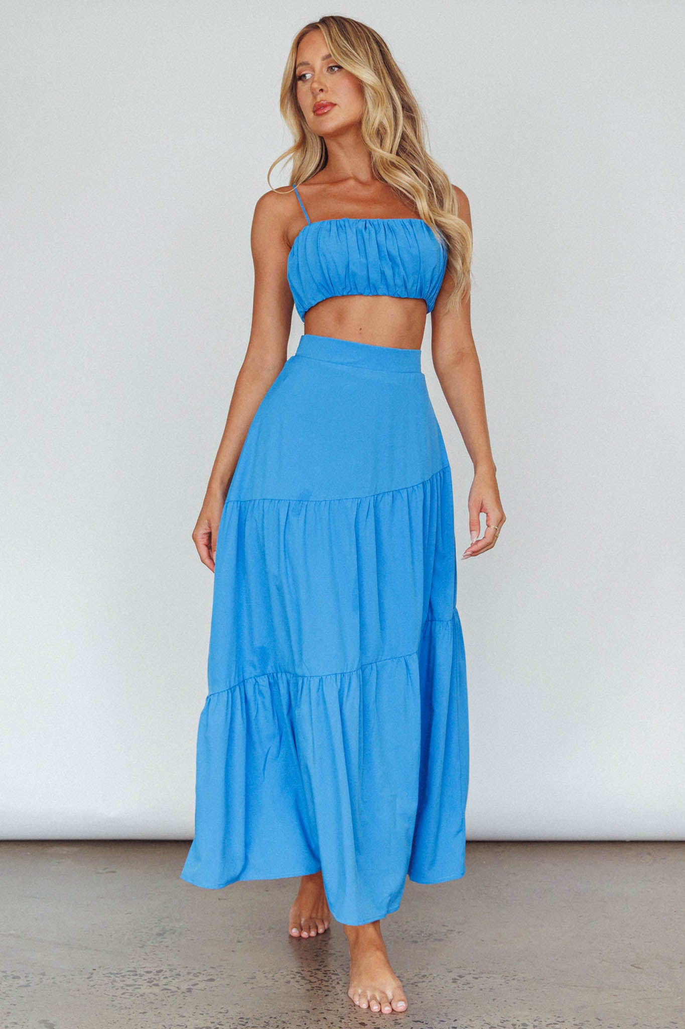 Bondi Waist Tie Maxi Skirt Sapphire by Selfie Leslie