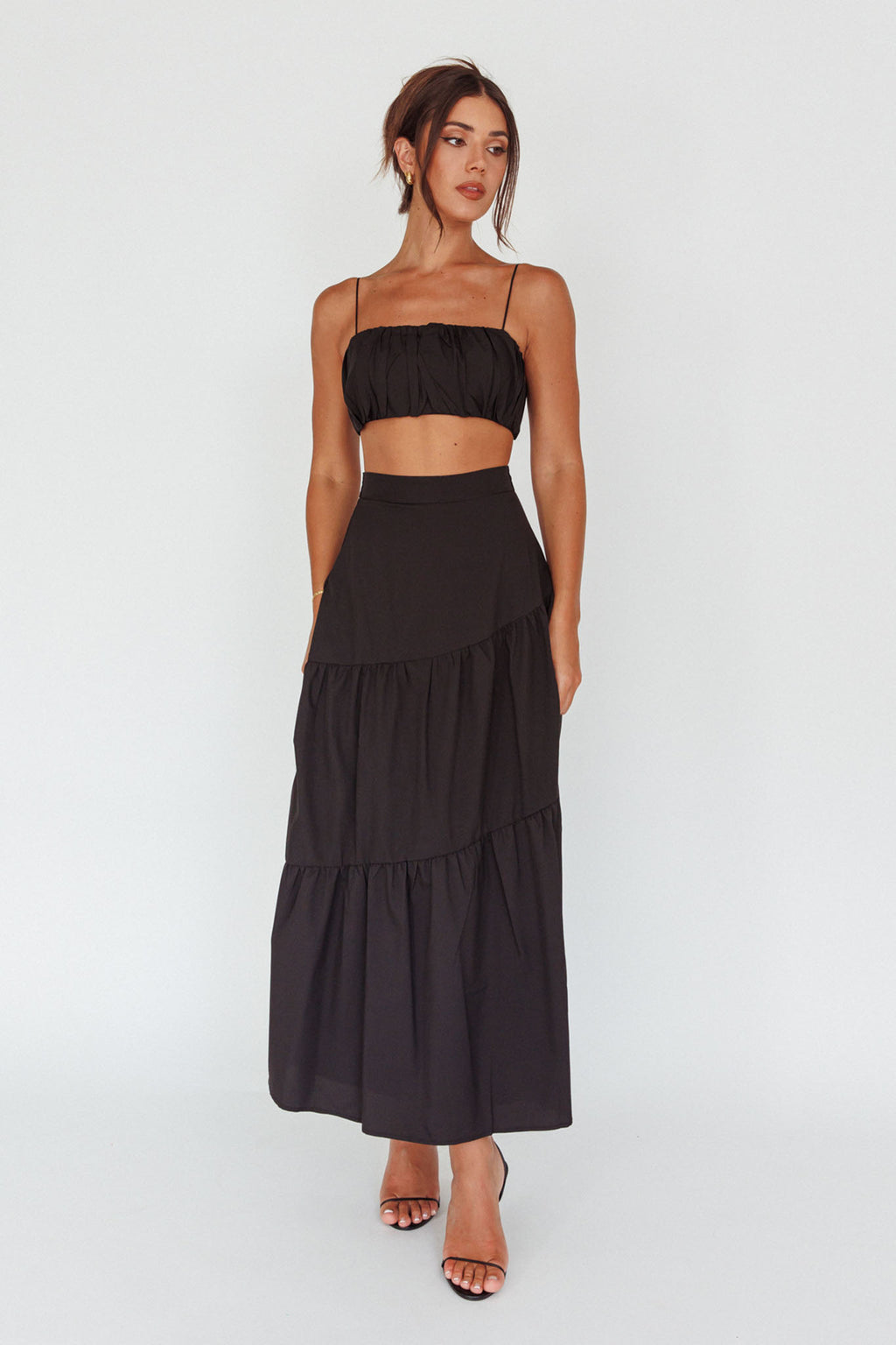 Bondi Gathered Crop Top Black by Selfie Leslie
