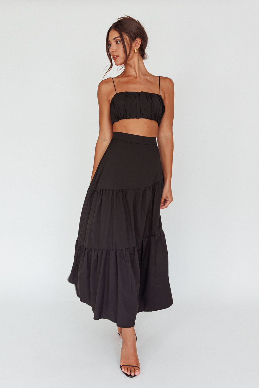 Bondi Gathered Crop Top Black by Selfie Leslie