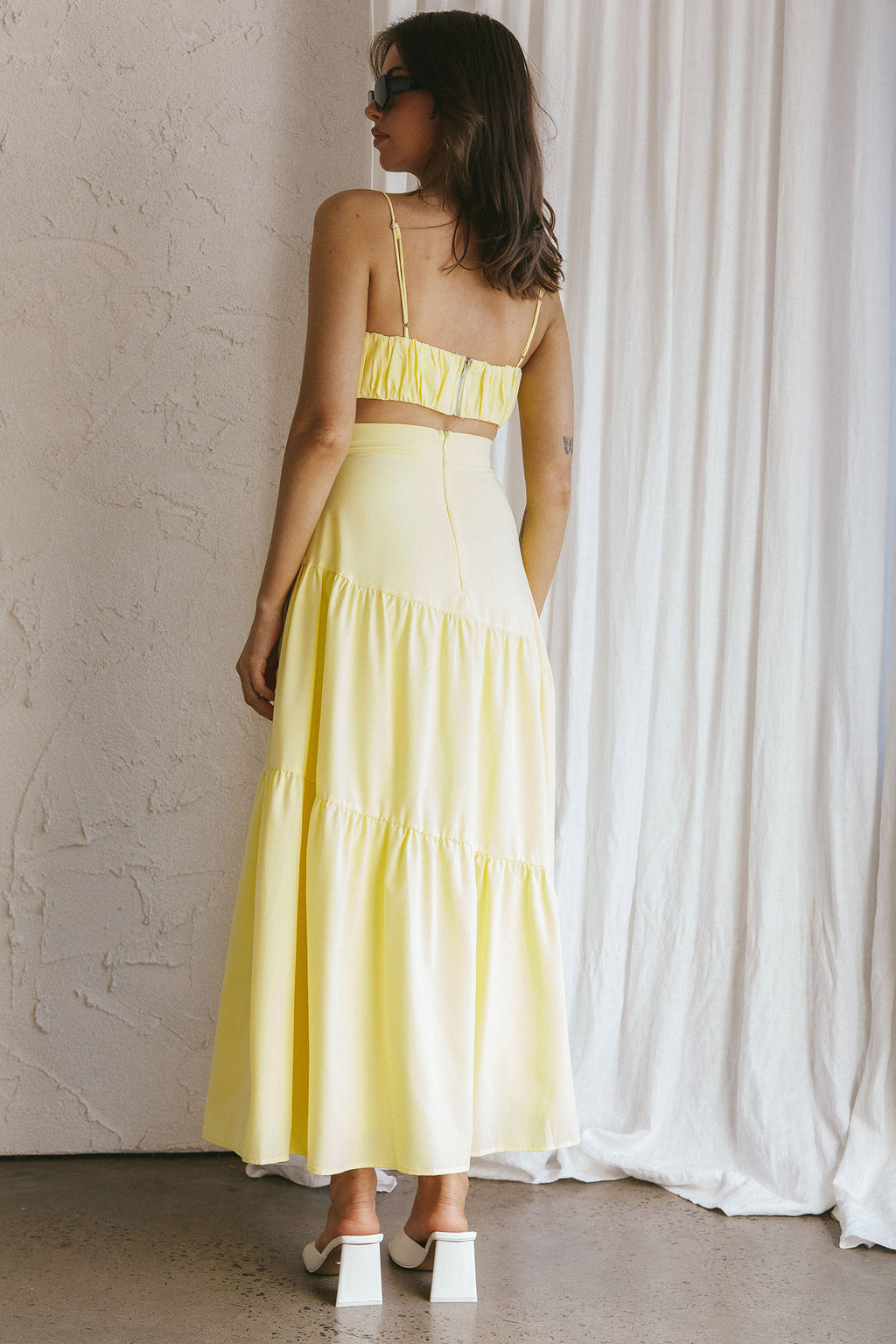 Bondi Gathered Crop Top Lemon by Selfie Leslie