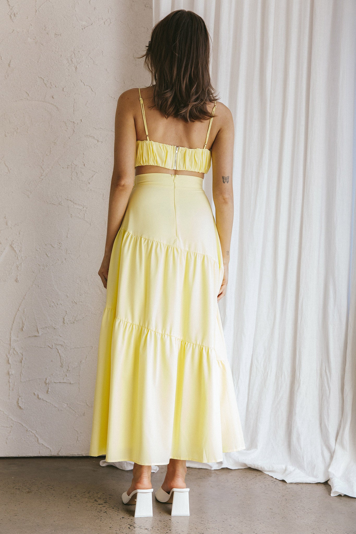 Bondi Gathered Crop Top Lemon by Selfie Leslie