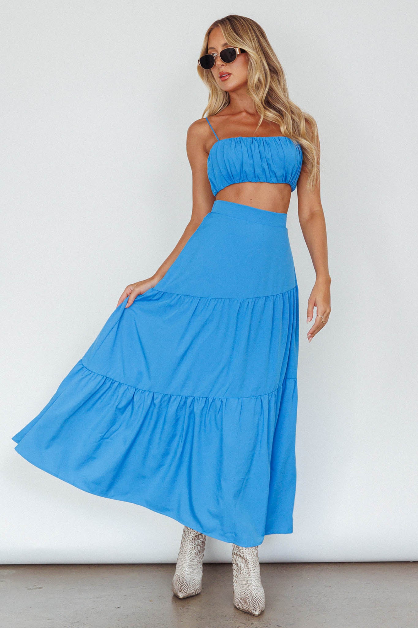 Bondi Gathered Crop Top Sapphire by Selfie Leslie