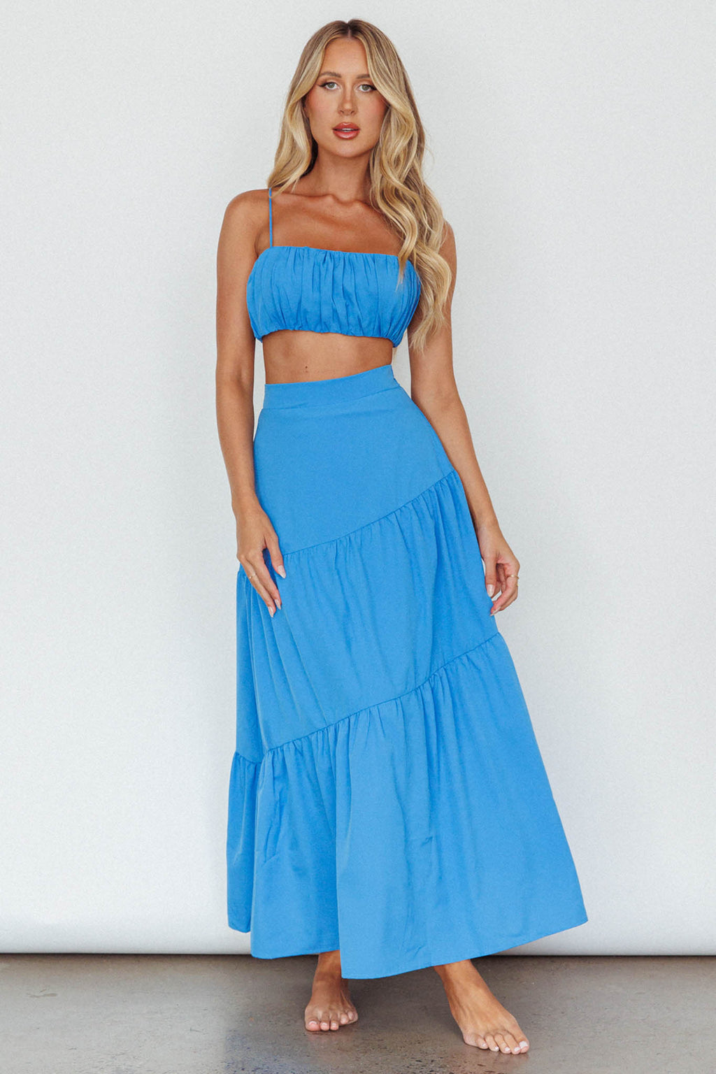 Bondi Gathered Crop Top Sapphire by Selfie Leslie