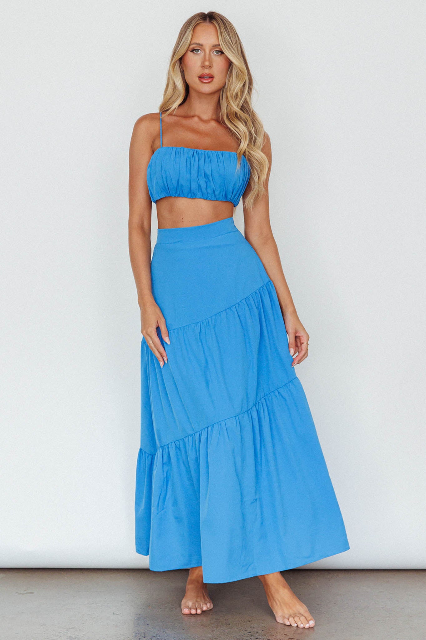 Bondi Gathered Crop Top Sapphire by Selfie Leslie
