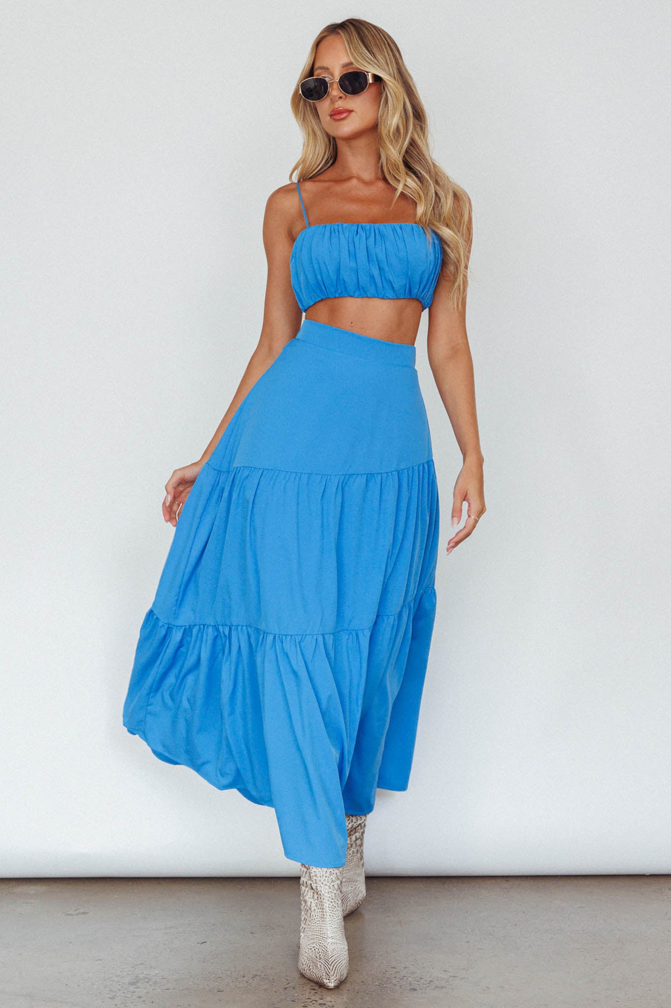 Bondi Gathered Crop Top Sapphire by Selfie Leslie