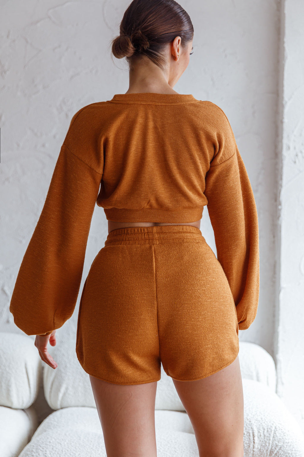 TGIF Drawstring Knit Shorts Mustard by Selfie Leslie