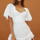 Joanie Angel Sleeve Floral Embroidery Mini Dress White