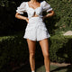 Young Love Tied Bust Frill Trim Romper White