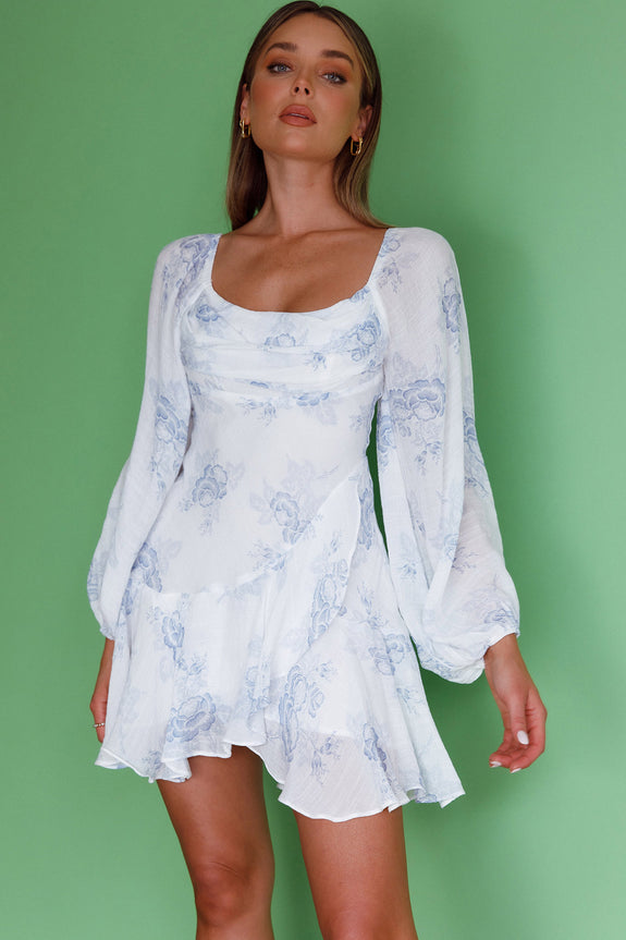 Beaujolais Long Sleeve Cowl Neckline Ruffle Mini Dress Sage