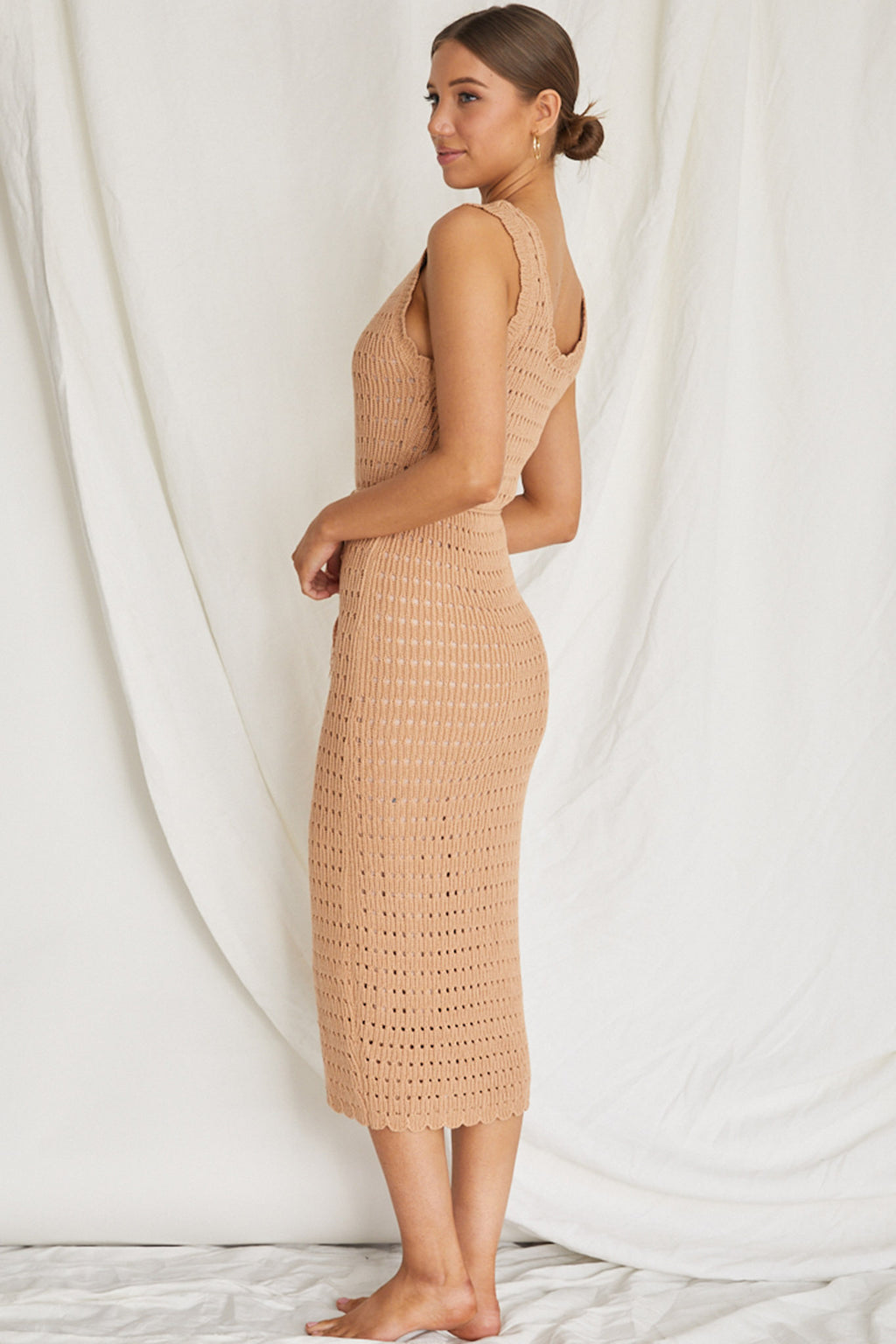 Wander Lust Crochet Midi Dress Mocha by Selfie Leslie